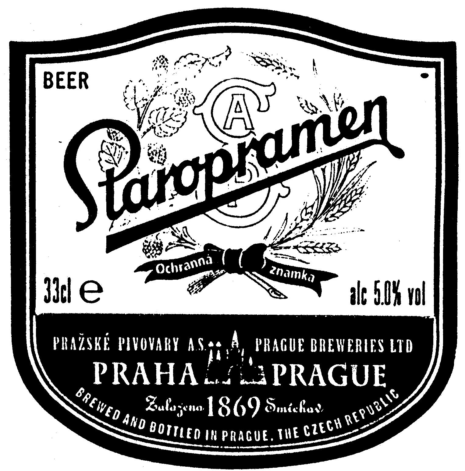 Paraqitja e markës BEER Staropramen Ochranna znamka