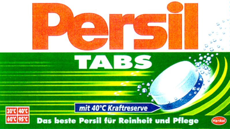 Paraqitja e markës Persil TABS Das beste persil fur Reinheit und Pflege