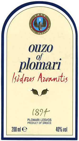 Paraqitja e markës ouzo of plomari Isidoros Arvanitis 1894