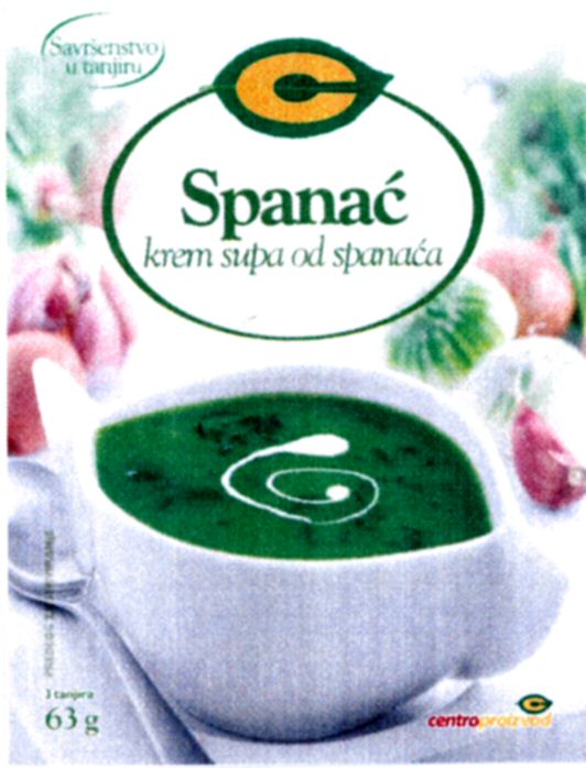 Paraqitja e markës C Spanac krem supa od spanaca