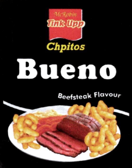 Paraqitja e markës McRobin Tink Upp Chpitos Bueno Beefsteak Flavour