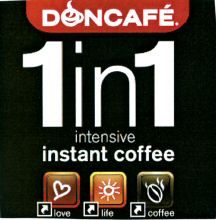 Paraqitja e markës DONCAFÉ. 1 in 1 intensive instant coffee love life coffee