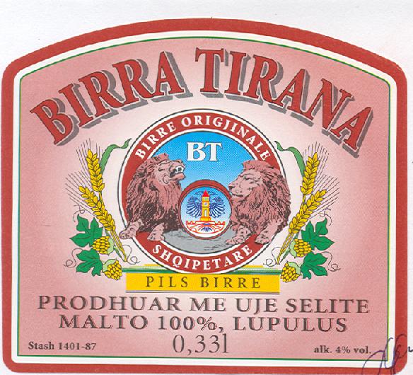 Paraqitja e markës BIRRA TIRANA