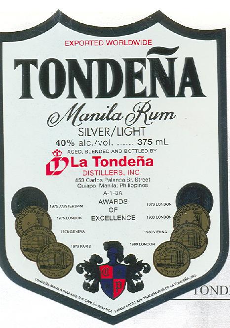 Paraqitja e markës TONDEÑA Manila Rum