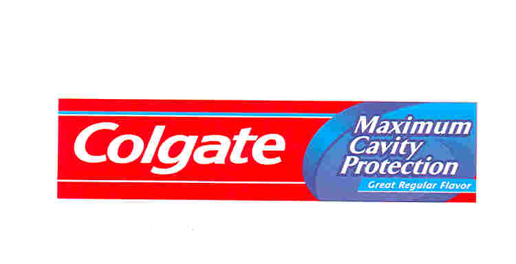 Paraqitja e markës Colgate Maximum Cavity Protection (e kuqe/e bardhe/blu/e erret/bojeqielli)