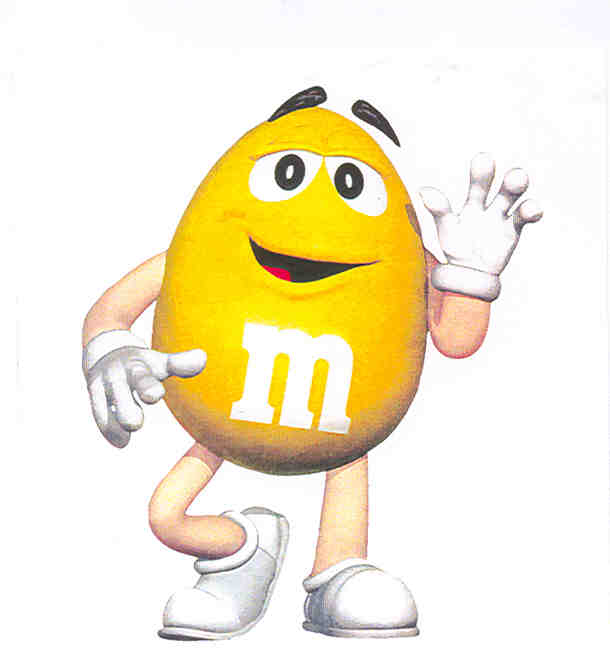 Paraqitja e markës YELLOW M&M'S CHARACTER WITH "M" (VIZATIM)