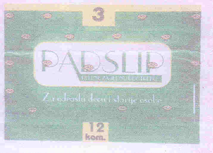 Paraqitja e markës PADSLIP (jeshile, e zeze, e verdhe, lejla)