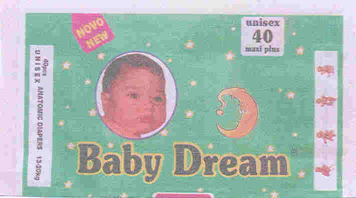 Paraqitja e markës BABY DREAM ( jeshile, e kuqe, e zeze, e verdhe, e bardhe)