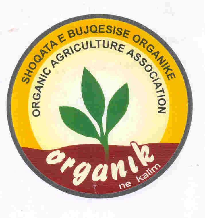 Paraqitja e markës organik ne kalim (kafe; e verdhe; jeshile; portokalli; e zeze)