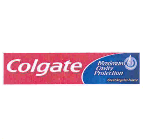 The representation of the trademark COLGATE MAXIMUM CAVITY PROTECTION & HALO DROP DESIGN