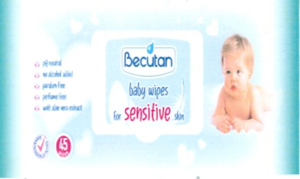 Paraqitja e markës Becutan baby wipes sensitive