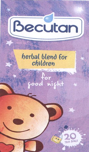 Paraqitja e markës Becutan herbal blend for children for good night