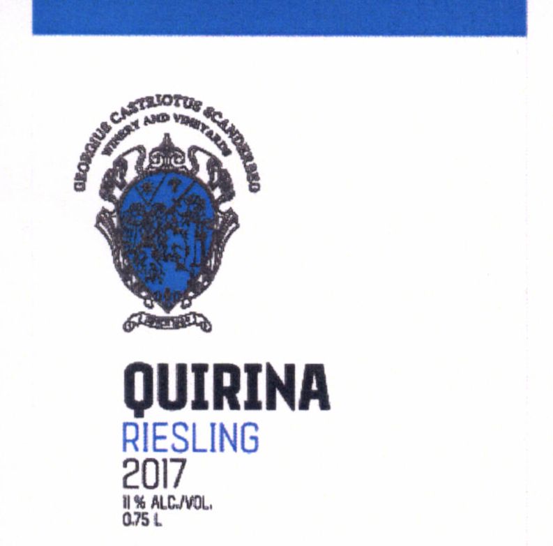Paraqitja e markës GEORGEIUS CASTRIOTUS SCANDERBEG WINERY AND VINEYARDS QUIRINA Reisling