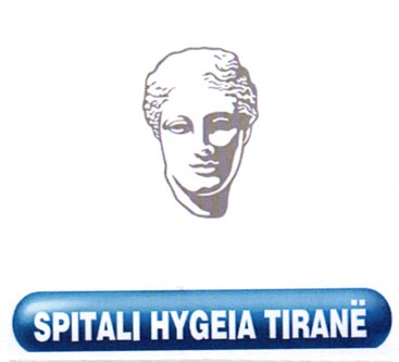 Paraqitja e markës Shkrimi Spitali Gygeia Tirane, nen skulpturen e nje koke gruaje