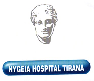 Paraqitja e markës HYGEIA HOSPITAL TIRANA, nen skulpturen e nje koke gruaje