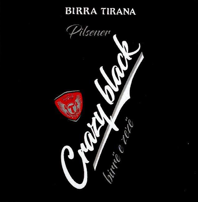 Paraqitja e markës Crazy Black birrë e zezë pilsener Birra Tirana