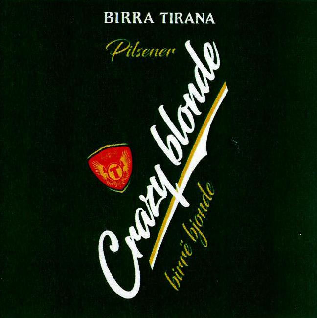 Paraqitja e markës Crazy Blonde birrë bjonde Birra Tirana Pilsener