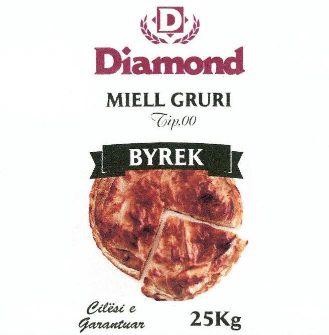 Paraqitja e markës Diamond MIELL GRURI Tip.00 BYREK Cilesi e Garantuar 25 Kg