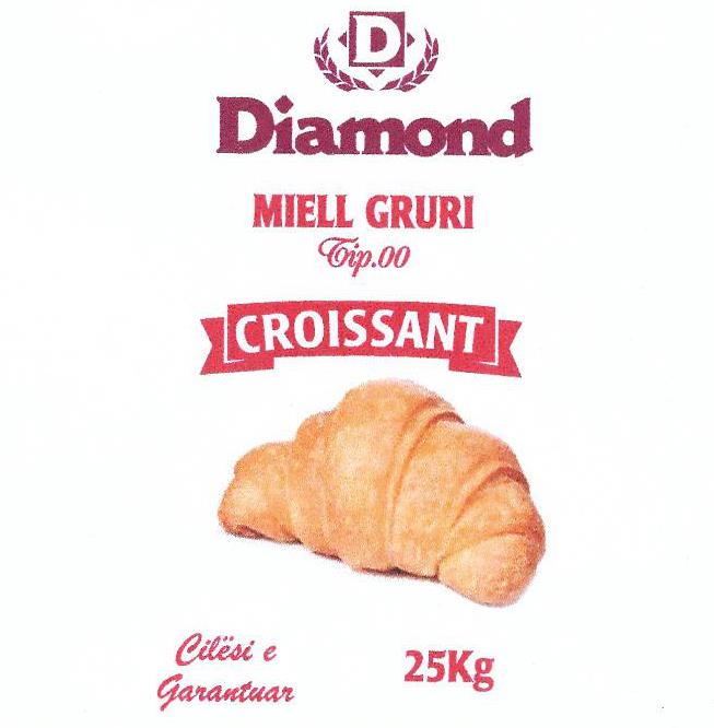 Paraqitja e markës Diamond MIELL GRURI Tip.00 CROISSANT Cilesi e Garantuar 25 Kg
