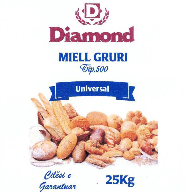 Paraqitja e markës Diamond MIELL GRURI Tip.500 Universal Cilesi e Garantuar 25 Kg
