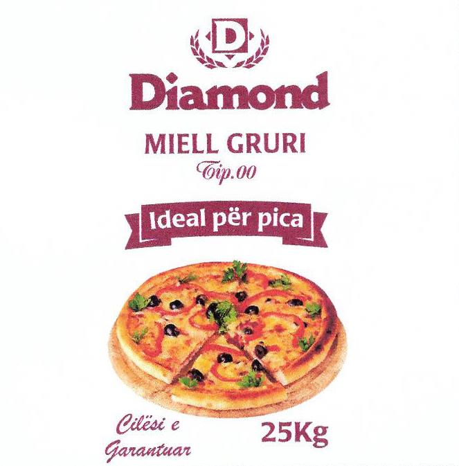 Paraqitja e markës Diamond MIELL GRURI Tip.00 Ideal per pica Cilesi e Garantuar 25 kg