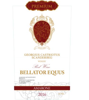 Paraqitja e markës GEORGEIUS CASTRIOTUS SCANDERBEG BELLATOR EQUUS AMARONE PREMIUM