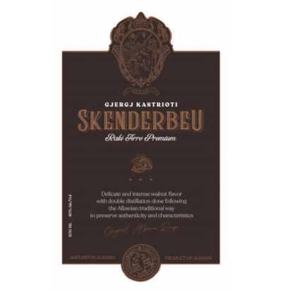 Paraqitja e markës GJERGJ KASTRIOTI SKENDERBEU RAKI ARRE PREMIUM
