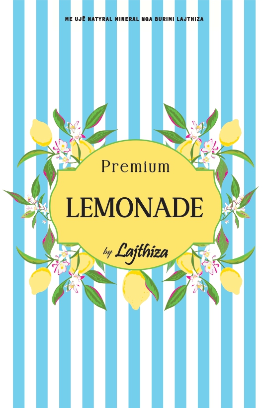 Paraqitja e markës Premium Lemonade by Lajthiza me uje natyral mineral nga burimi