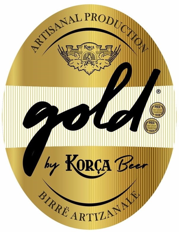 Paraqitja e markës gold by KORÇA Beer ARTISANAL PRODUCTION BIRRË ARTIZANALE