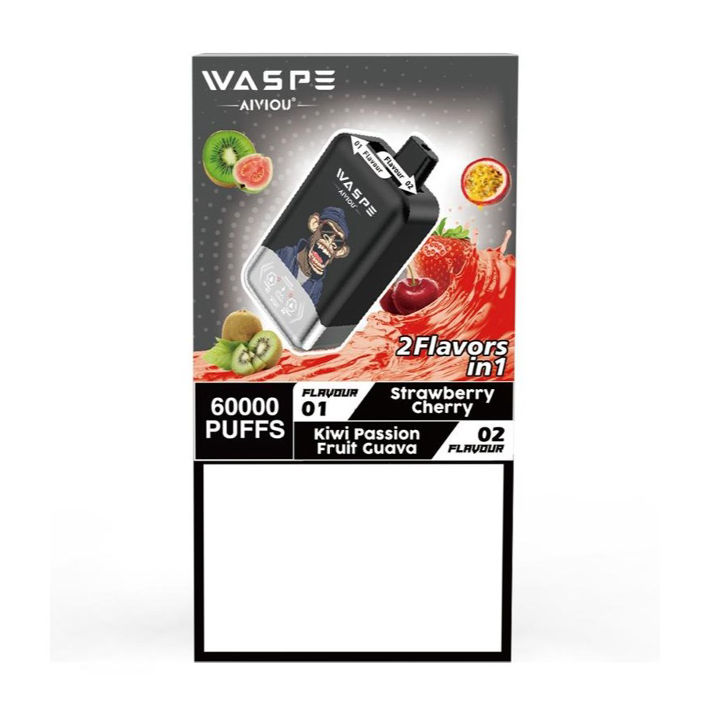 Paraqitja e markës WASPE 60000 PUFFS Strawberry Cherry / Kiwi Passion Fruit Guava