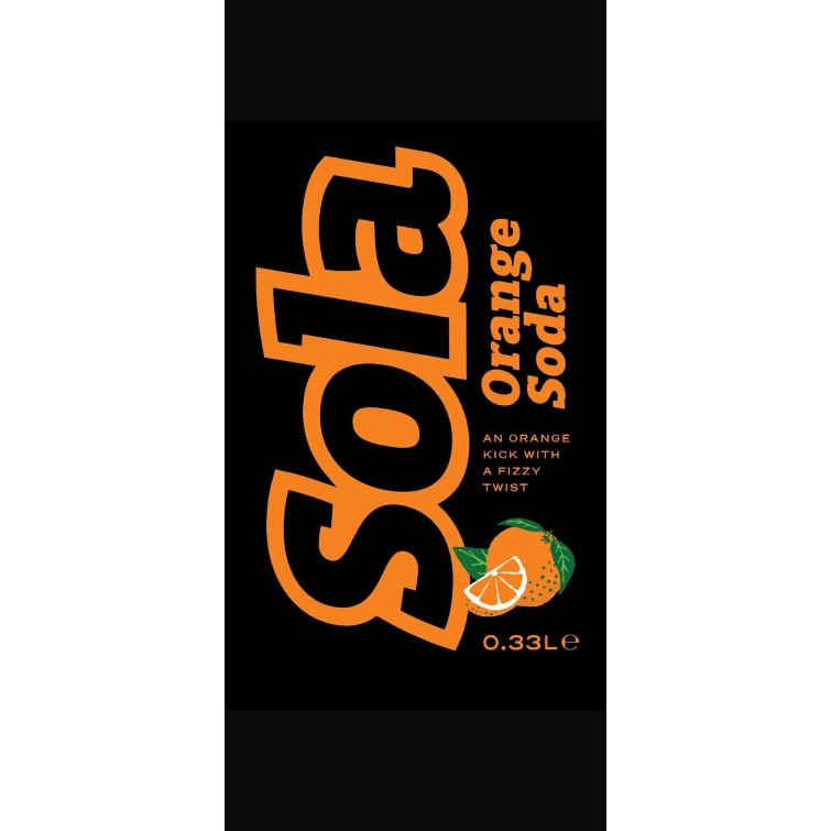 Paraqitja e markës Sola Orange Soda AN ORANGE KICK WITH A FIZZY TWIST