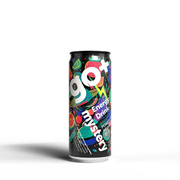 Paraqitja e markës go+ Energy Drink mystery