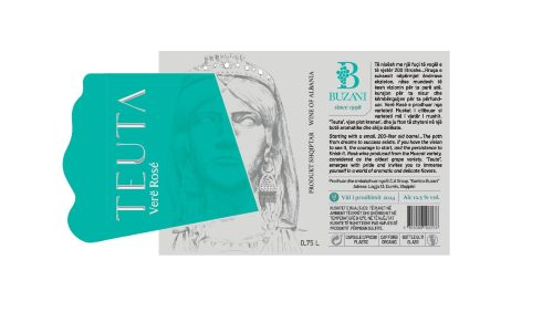 Paraqitja e markës TEUTA BUZANI Verë Rosé Produkt shqiptar