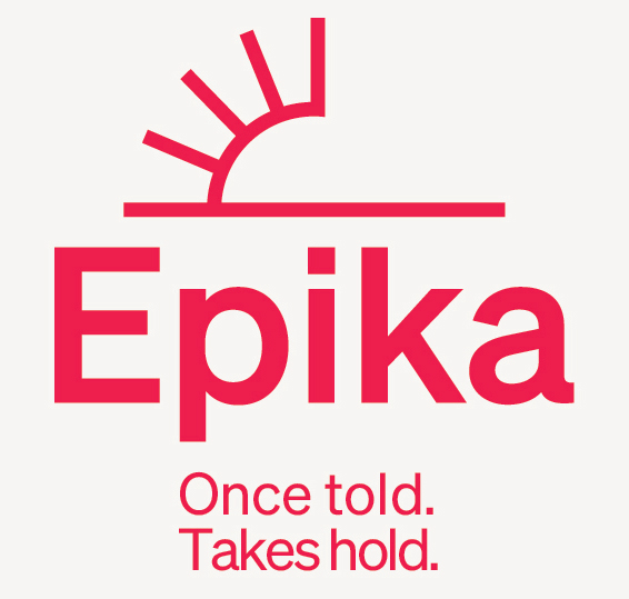 Paraqitja e markës Epika Once told. Takes hold.