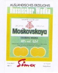 Paraqitja e markës MOSKOVSKAYA OSOBAYA WODKA