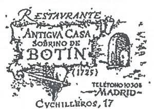 Paraqitja e markës RESTAVRANTE ANTIGVA CASA SOBRINO DE BOTIN (1725)