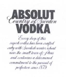 Paraqitja e markës ABSOLUT VODKA