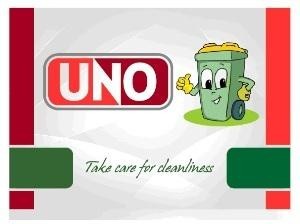 Paraqitja e markës UNO Take care for cleanliness