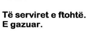 Paraqitja e markës Te serviret e ftohtë. E gazuar