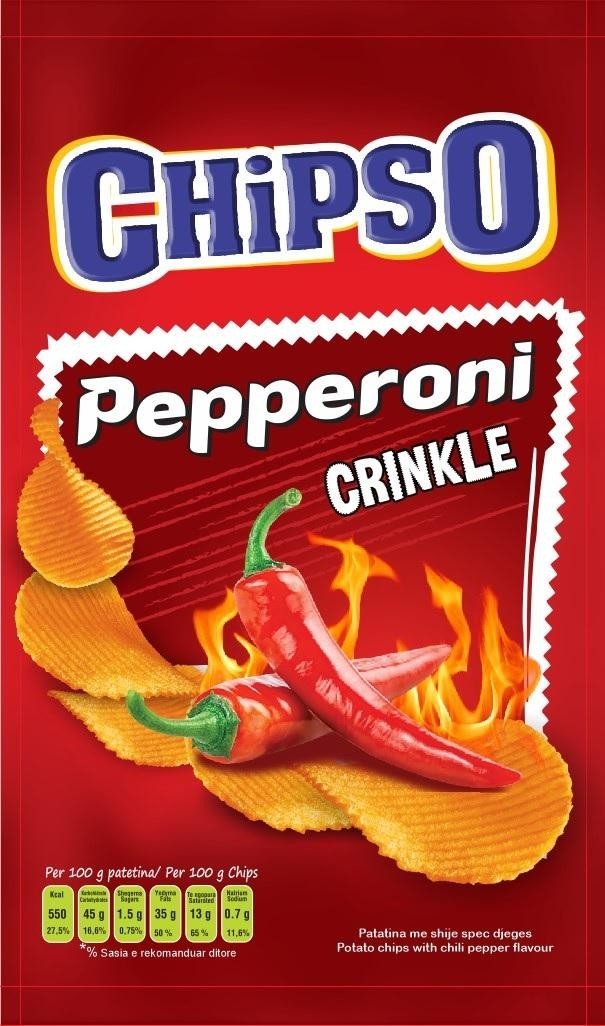 Paraqitja e markës chipso peperoni crinkle