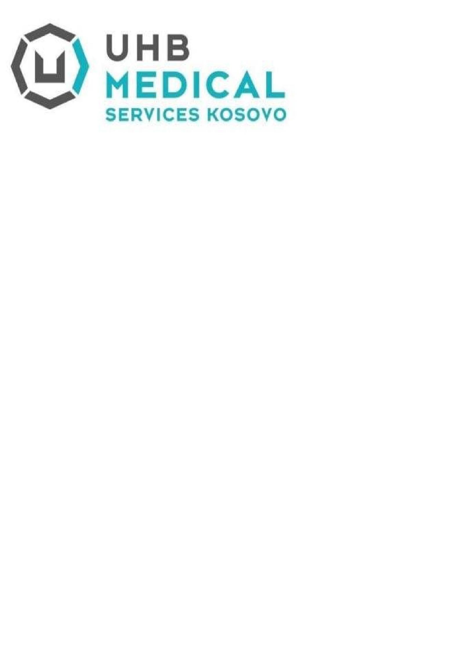 The representation of the trademark UHB MEDICAL SERVICES KOSOVO