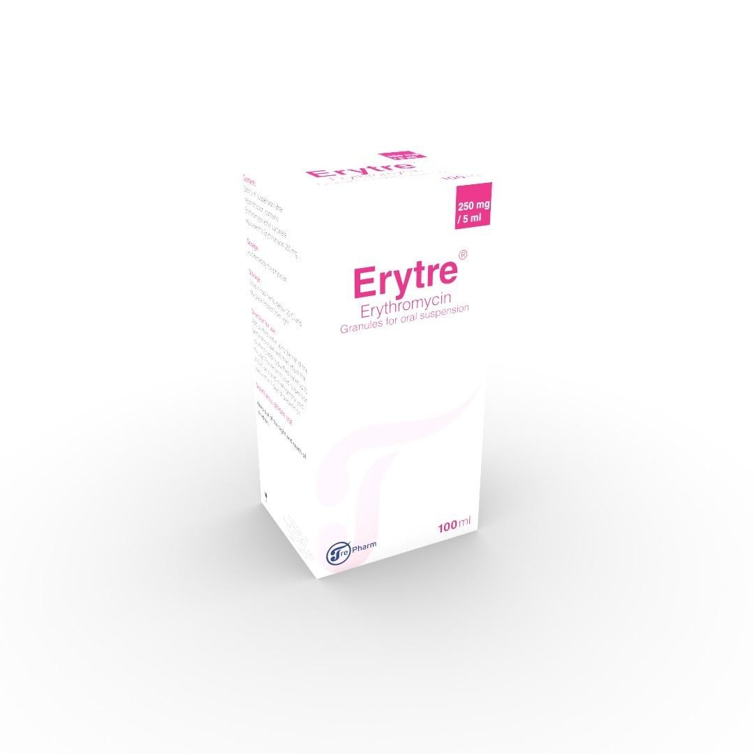 Paraqitja e markës Erytre Erythromycin 250mg/5ml