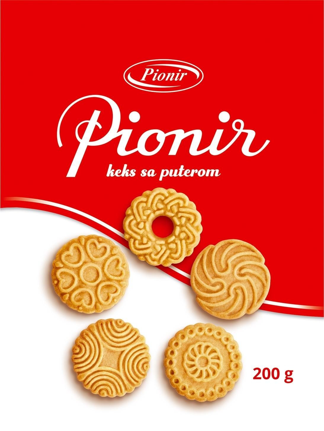 The representation of the trademark PIONIR Keks sa puterom