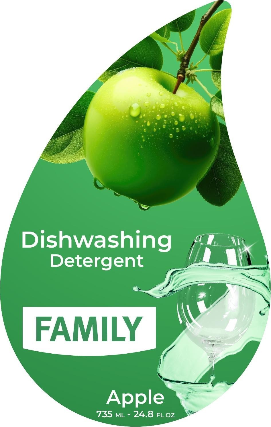 Paraqitja e markës Dishwashing Detergent FAMILY apple